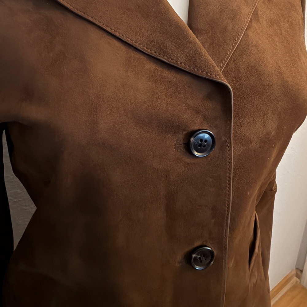 NWT JASON WU Brown Suede Button-Front Jacket Classic Tailored Fit Blazer - Picture 6 of 16
